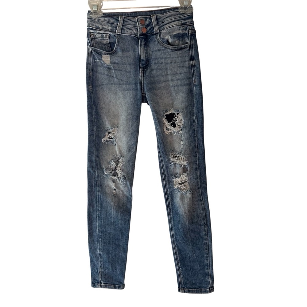 KanCan High Rise Slim Skinny Jeans Distressed Adjustable Waist